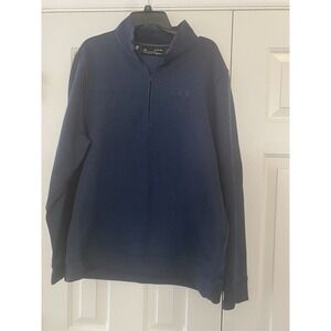 EUC Under Armour Men's Size XL Pullover Navy Sweater Quarter Zip Loose Coldgear